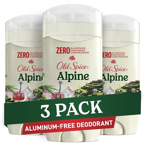 Old Spice Aluminum Free Deodorant for Men, 24/7 Lasting Freshness & Long Lasting Scent, 24/7 Sweat & Odor Protection, Alpine with Hemp Seed Oil + Green Tea Scent, 3.0 oz (Pack of 3)