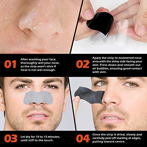 Men Blackhead Pore Strips - 120 Strips - Deep Cleansing - Face Nose Pores - Blackheads Removal - Large Size For Nose+Face