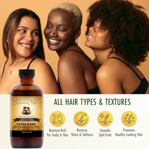 Sunny Isle Extra Dark Jamaican Black Castor Oil, 4 Fl. Oz. | 100% Natural High Potency Treatment for Hair, Scalp and Skin