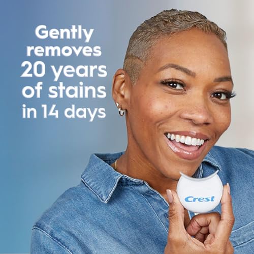 Crest 3D Whitestrips Sensitive & Gentle + LED Light – Teeth Whitening Kit, 1 Light + 14 Treatments, Each with 1 Upper/1Lower, 28 Strips – Crest 3DWhite Teeth Whitening Strips