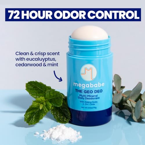 Megababe Daily Deodorant - The Geo Deo with 72 hour Odor Protection Multi-Minerals, Aluminum-Free, All Natural, 2.6 oz