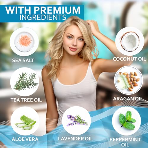 Biotin Scalp Scrub - Exfoliator Treatment for Dry Hair and Itchy, Flaky Scalps - Intense Moisturizer and Detox Cleanser for Build Up Relief - Anti Dandruff Mask with Tea Tree Oil for Women and Men