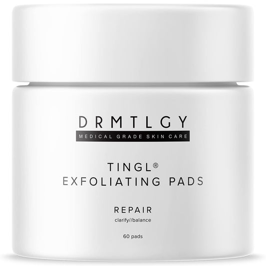 DRMTLGY Tingl Exfoliating Face & Body Pads – Glycolic, Lactic & Salicylic Acid for Acne, Pores, Blackheads & Wrinkles – AHA BHA Toner Pads for Oily Skin, Anti-Aging, FSA/HSA Eligible – 60 Count