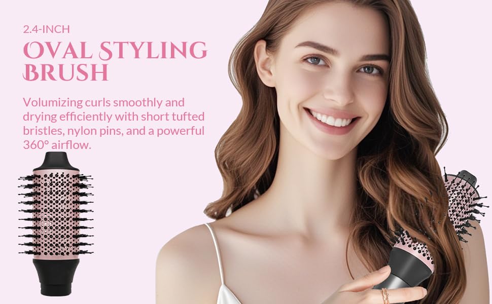 5 in 1 Negative Ion Hair Dryer Brush Blow Dryer Brush Set, Hot Air Styler with Multiple Lengths Suitable for Variable Needs for Hair Curling, 3 Temperature and Wind Settings, Travel Bag Easy to Carry