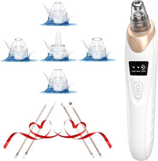 Blackhead Remover Pore Vacuum Kit -Blackhead Extractor Tool with 3 Adjustable Suction Levels, 5 Probes, USB Rechargeable, Suitable for Women and Men(White)