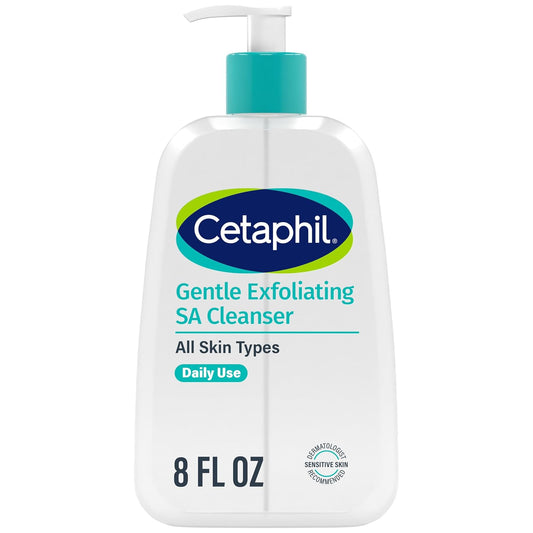 Cetaphil Gentle Exfoliating SA Cleanser, Foaming Gel Cleanser for All Skin Types, 8 Oz Pump Bottle, Salicylic Acid, Mandelic Acid & Gluconolactone, Gently Exfoliates, Dermatologist Recommended Brand