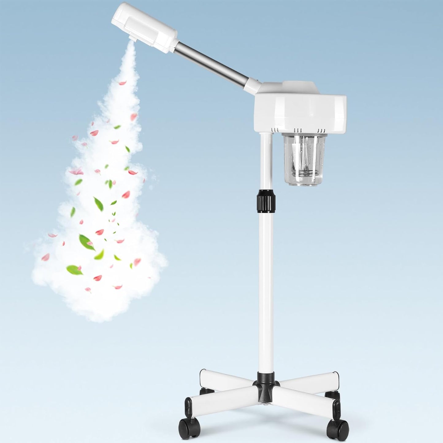 HomGarden Professional Facial Steamer, Hot Mist & Timer Function, Adjustable Height and Angle, Vaporizador Facial Professional Steamer On Wheels for Home Use & Spa Salon Skin Cleasning