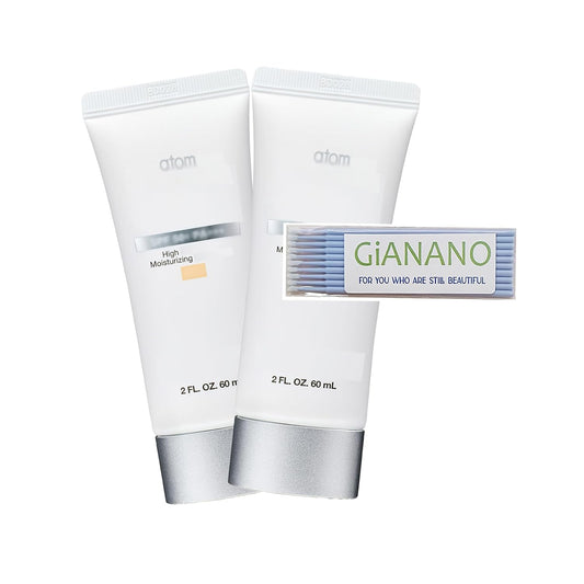 Makeup base, Facial Daily skincare For a.t.o.m.y beige color Outdoor-friendly moisturizer cream, 60ml(2 fl.oz.) 2pcs / Cotton swab included