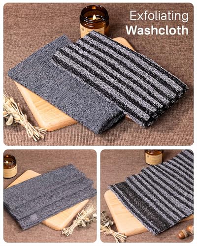 Yiclick 2 Pack Exfoliating Washcloth Towel - Body Scrubber Exfoliator, Loofah Sponge, Korean & Japanse & African Net Sponge Rag - Back Scrubber Washer for Use in Shower Bath