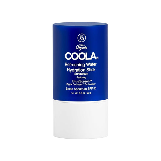 COOLA Organic Refreshing Water Stick Face Moisturizer with SPF 50, Dermatologist Tested Face Sunscreen with Plant-Derived BlueScreen Digital De-Stress Technology, 0.8 Oz