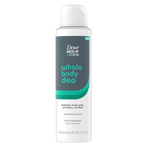 Dove Men+Care Whole Body Deo Aluminum-Free Deodorant Spray Aloe + Bamboo Suitable from Pits, Privates, to Feet 4 oz