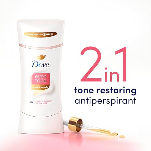 Dove Even Tone Antiperspirant Deodorant Stick Peach Blossom & Rice Milk 3 Count 2.6 oz