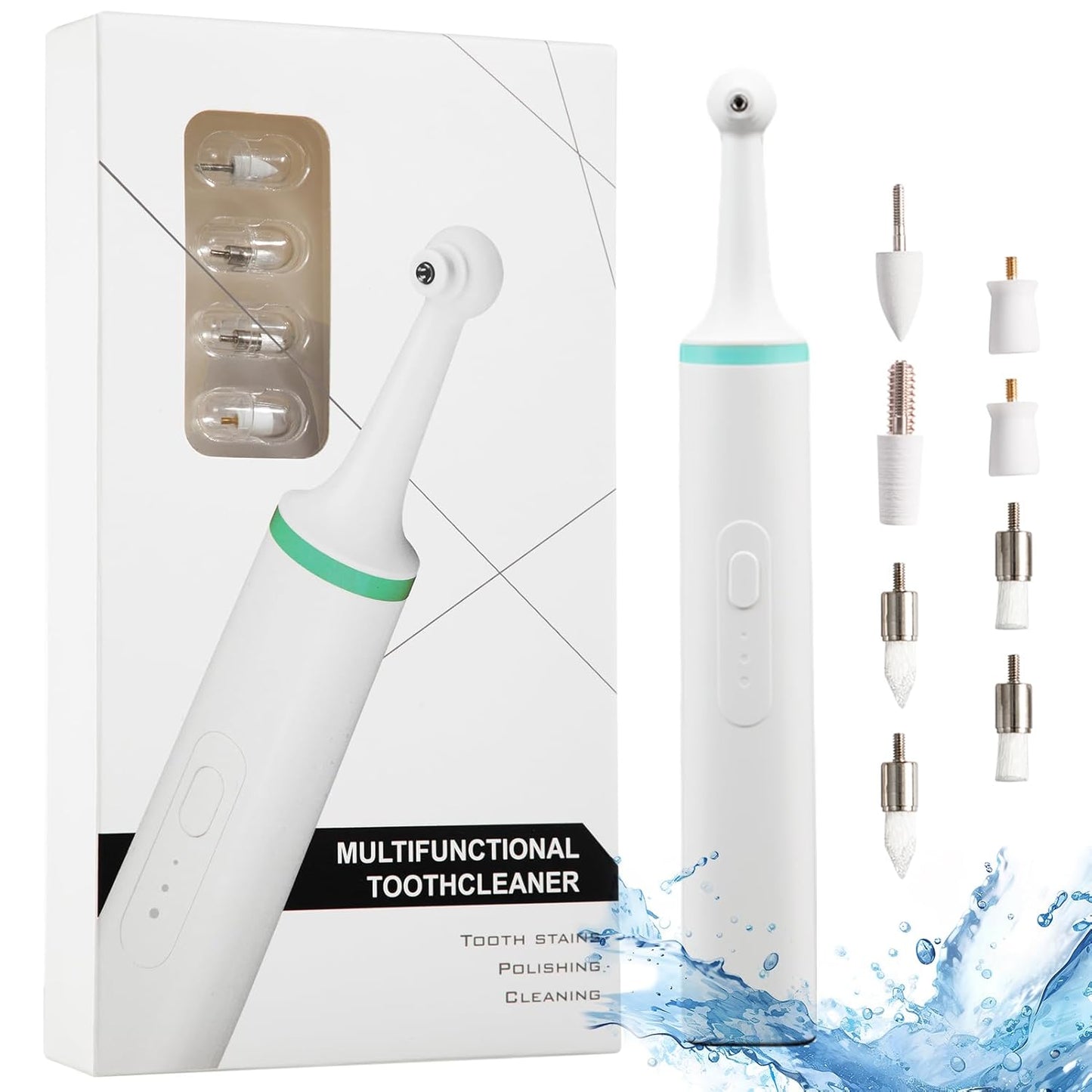 Electric Tooth Polisher, Household Electric Dental Calculus Remover with 8 Replacement Heads & 3 Adjustable Modes, Plaque Remover for Teeth, Teeth Cleaner Tools