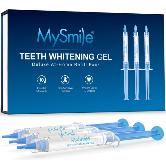 MySmile Teeth Whitening Gel Pen Refill Pack, 3 Non-Sensitive Teeth Whitening Pen, Deluxe Teeth Whitener Dental Grade Tooth Whitening Gel with Carbamide Peroxide for Home, Fast Result