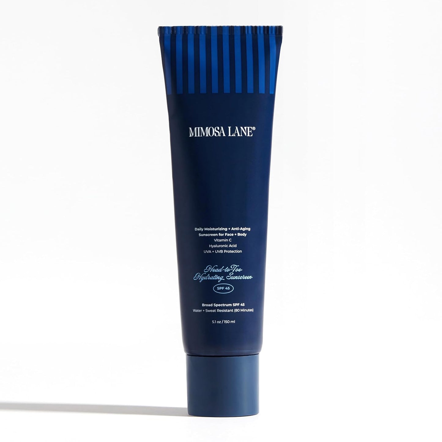 Head-to-Toe Hydrating Sunscreen for Face and Body, Broad Spectrum SPF 45, Daily Moisturizer with Anti-Aging Hyaluronic Acid and Vitamin C, Water Resistant, Fragrance-Free, Vegan, 5.1 oz