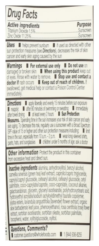 365 by Whole Foods Market, Hydrating Facial Sunscreen Lotion, SPF 30, Mineral Formula, Water Resistant, Fragrance Free, 2 Fl Oz