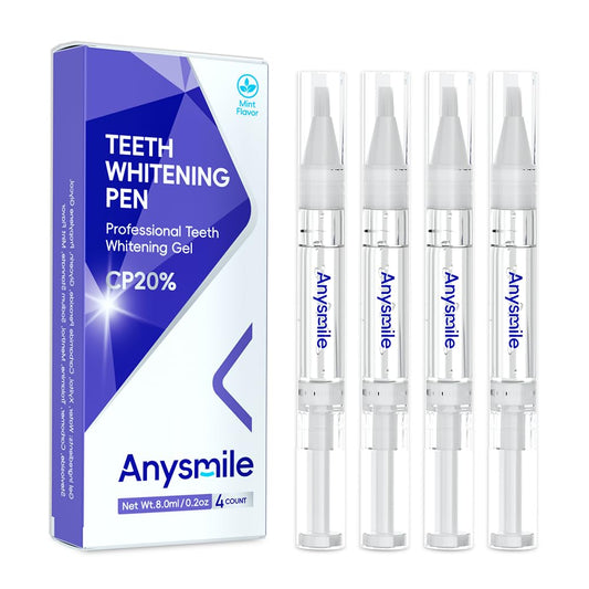 Teeth Whitening Pens Non Sensitive Teeth Whitener Gel with Effective 20% Carbamide Peroxide, 4 Professional Tooth Whitening Gel Pens 2ml/Pen
