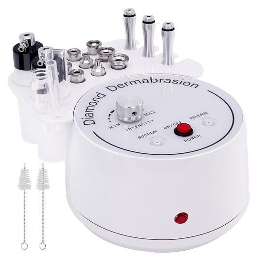 3 in 1 Diamond Micro DermaBrasion Machine, Mcwdoit Professional Dermabrasion Facial Skin Care Device with Wand, Spray Bottle and Vacuum Glass Tube for Personal Home Beauty Salon Use