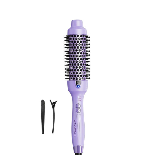 Wavytalk Thermal Brush, 1.5 Inch Blowout Express Ionic Thermal Round Brush Creates Blowout Look in 10 Minutes Makes Hair Shinier & Smoother, Dual Voltage (Lavender Purple)