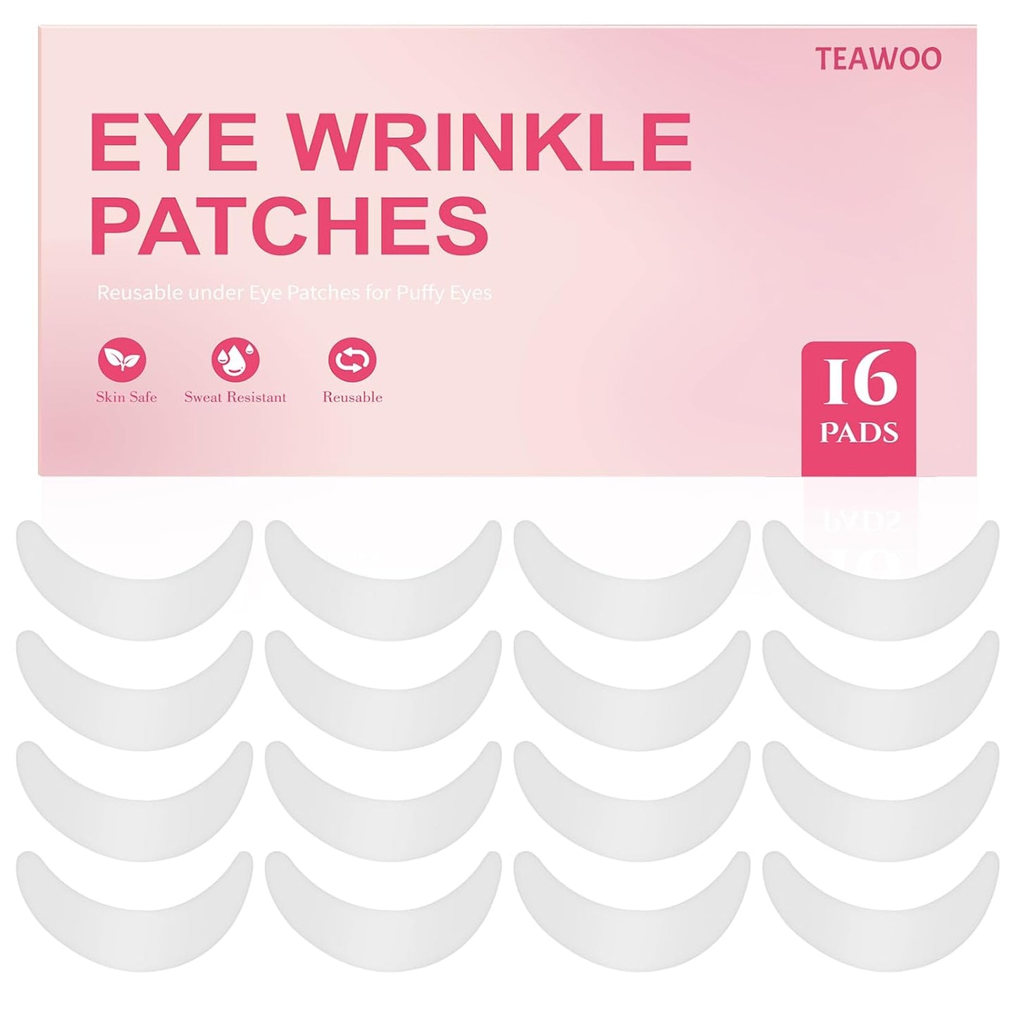 TEAWOO 16 PCS Reusable Under Eye Patches for Wrinkles | Topical Gel Eye Pads for Dark Circles and Eye Bags | Anti-Wrinkle Treatment for Face and Under Eyes | Overnight Eye Patches | Under Eye Pads