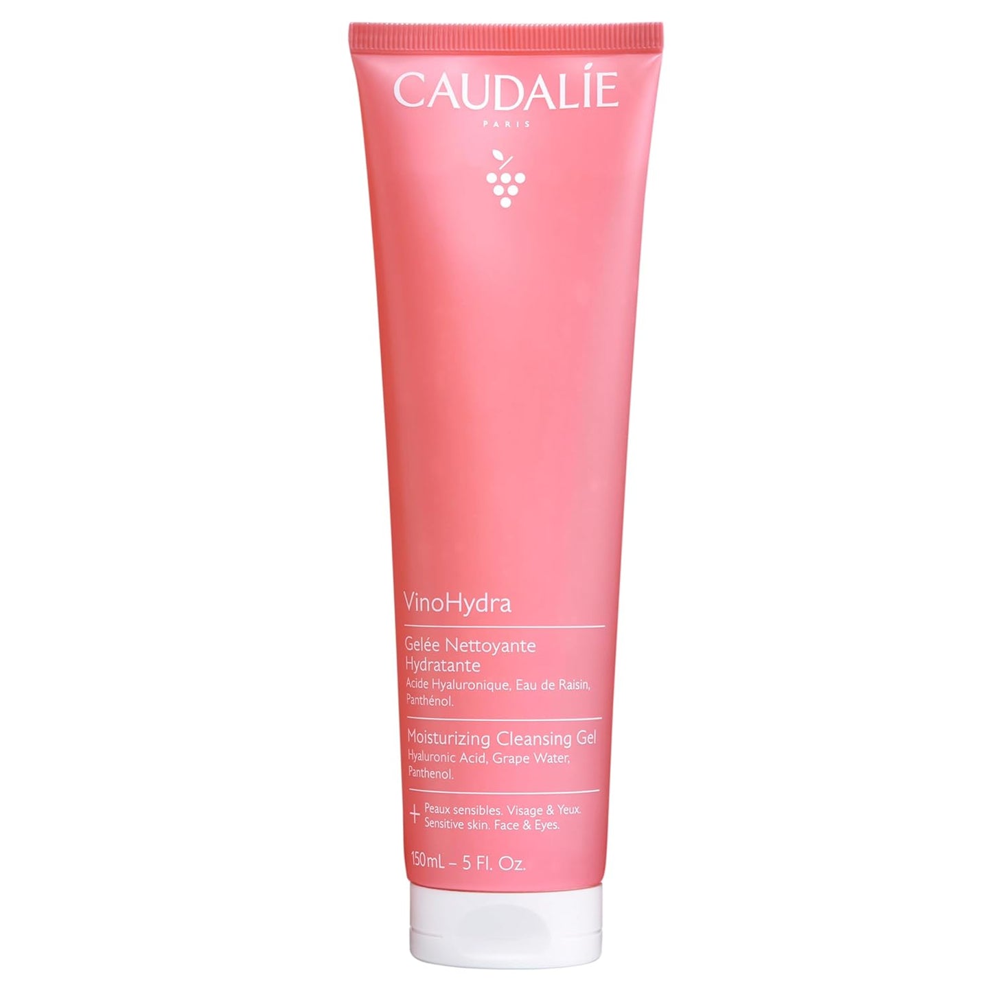 Caudalie VinoHydra Moisturizing Cleansing Gel, Gentle Face Cleanser with Hyaluronic Acid - 150 mL
