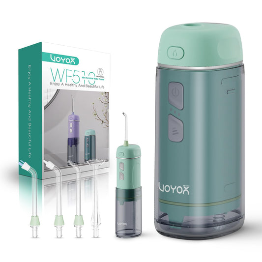VOYOR-HEALTH Portable Water Flosser Cordless, Mini Travel Oral Irrigator with Telescopic Water Tank, IPX7 Waterproof Water Dental Flosser for Teeth Cleaning Braces & Dental Care WF510 (Light Green)