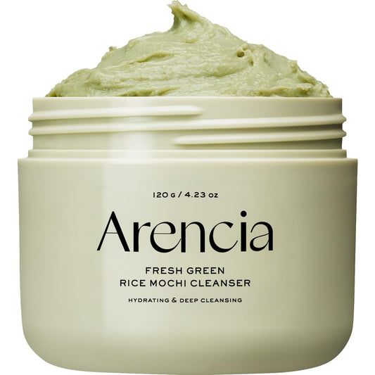 Arencia Korean Rice Mochi Face Cleanser - Face Wash, Gentle Scrub All in One for Deep Cleansing, Moisturizing, Pore Minimizing, Acne-Prone Skin, Removing Blackhead with Rice Water & Green Tea