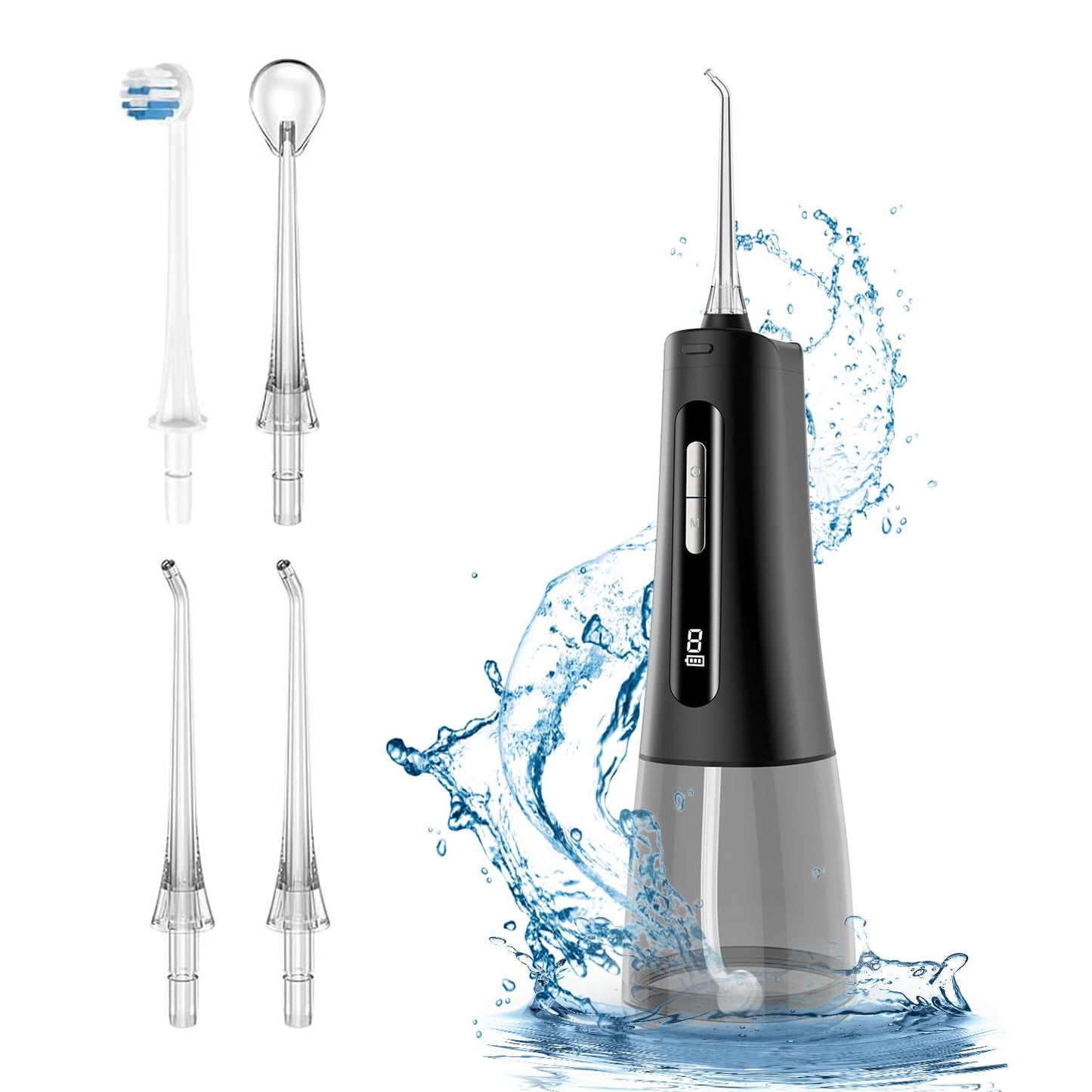 Water Dental Flosser for Teeth, Portable Cordless Oral Irrigator with 4 Modes 9 Intensities, Rechargeable IPX7 Waterproof Water Flosser, Travel Water Dental Picks for Cleaning
