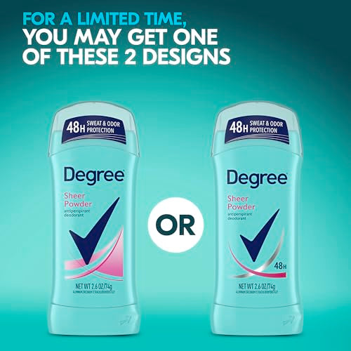 Degree Original Antiperspirant Deodorant Sheer Powder Pack of 6 48-Hour Sweat & Odor Protection Antiperspirant for Women 2.6 oz