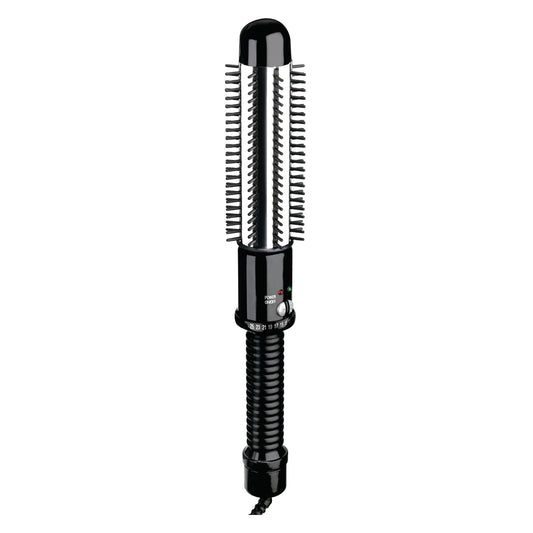 Conair Instant Heat Curling Iron Brush, 1 1/4-Inch Barrel Curling Brush for Short Hair, 30-Second Heat-Up with 25 Heat Settings for All Hair Types, Black