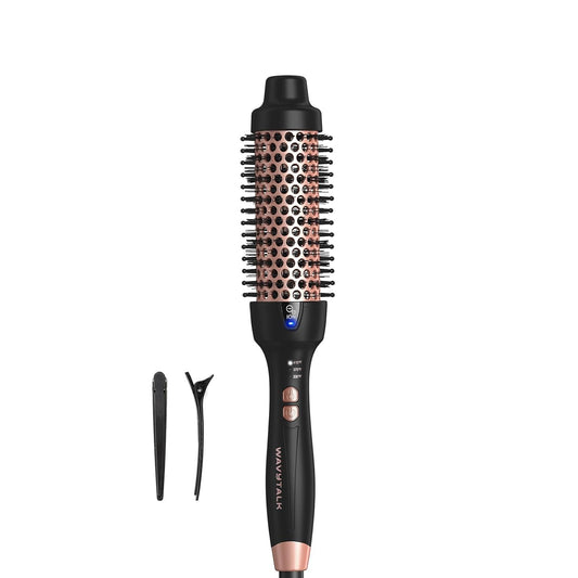 Wavytalk Updated Version Thermal Brush for Blowout Look, Blowout Express 1.5 Inch Ionic Thermal Round Brush Makes Hair Smoother Get Natural Curls, Dual Voltage, Easy to Use