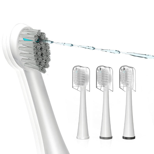 Replacement Brush Heads for Waterpik Sonic Fusion 2.0 - Flossing Toothbrush Head for Water pik with Color-Coded Rings & Hygienic Caps - 3 Pack White Soft Bristles - Compact Size