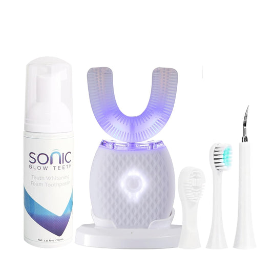 Ultrasonic Toothbrush for Adults - Automatic Electric Toothbrush with Soft Bristles Waterproof & Washable Rechargeable Portable Design with Wireless Charging 30'' Timer for Travel & Home Use (White)