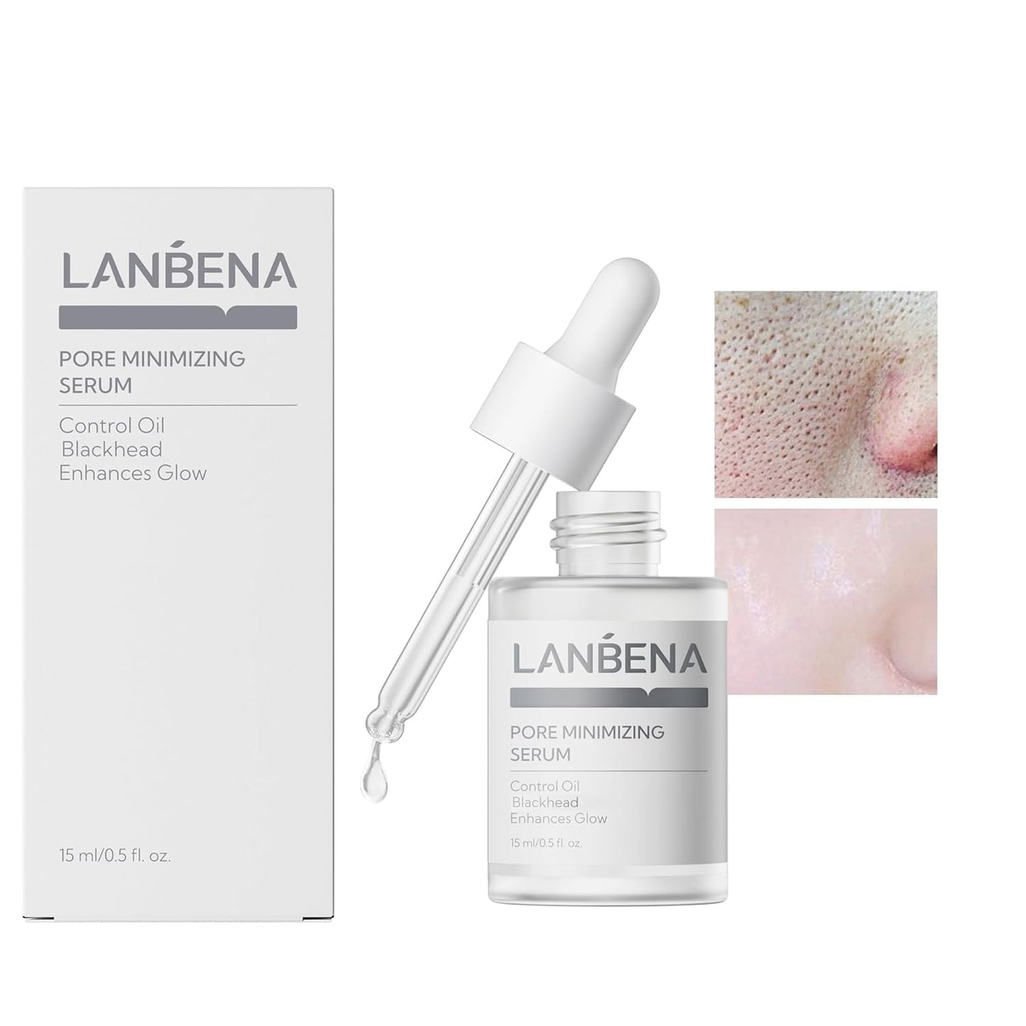LANBENA Pore Skin Care Serum Facial Essence, Minimize Enlarged Pores, for Tightening Pores, Shrinking Pores + Relieving Dryness + Oil Control Firming + Moisturizing (New Packing)