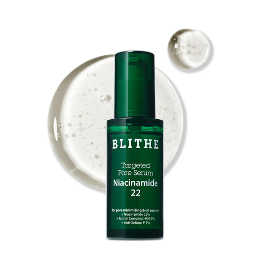 BLITHE Targeted Pore Serum with 22% Niacinamide for Oil Control, Pore Minimizer for Face, Korean Skin Care | Valentines Day Gifts For Her,1 fl oz