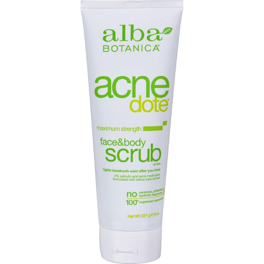 Alba Botanica Natural Acnedote Face & Body Scrub, 8 Fl Oz
