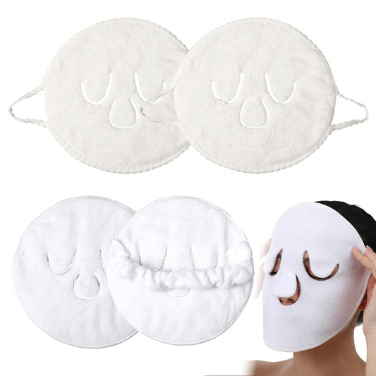 Face Steaming Towel 4 Pack Reusable Facial Steamer Spa Towel 2 in 1 Cold Hot Compress Towels Cotton Face Mask with Headband Beauty Skin Care Spa Towels for Women Girls Beauty Salons Home