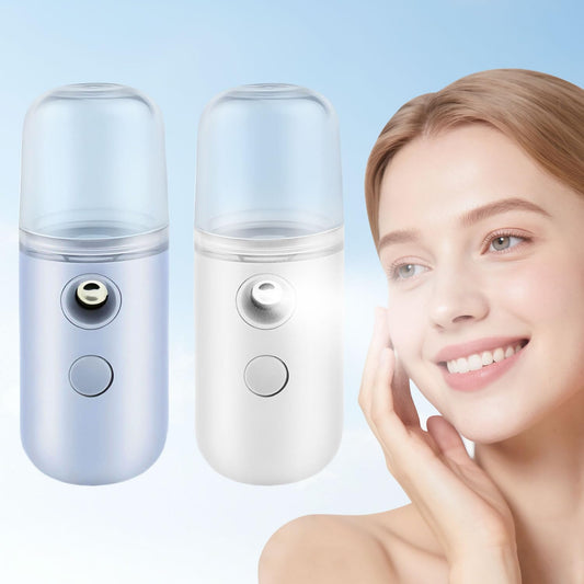 2PCS Portable Nano Face Mister, Abnaok Facial Steamer, USB Rechargeable Cool Mist Sprayer, 30ml Visual Water Tank, Nano Mister for Eyelash Extensions, Facial Deep Cleaning, Makeup