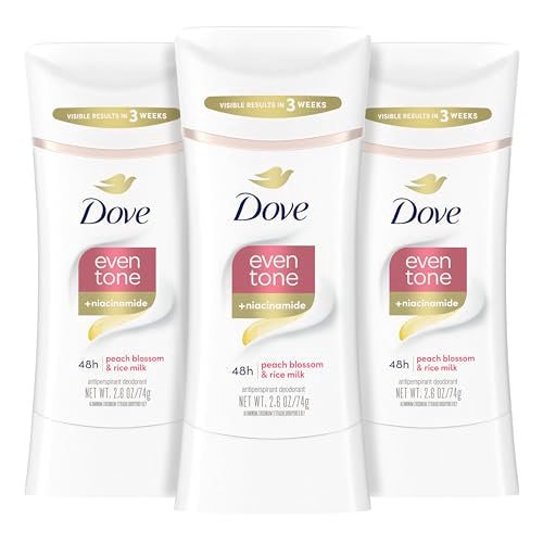 Dove Even Tone Antiperspirant Deodorant Stick Peach Blossom & Rice Milk 3 Count 2.6 oz