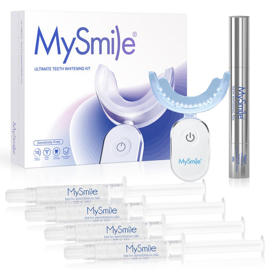MySmile Deluxe 10 Min Teeth Whitening Kit with 28 LED Light, 35% Carbamide Peroxide Teeth Whitening Gel, Helps Remove Years of Stains from Coffee, Soda, Wines, Smoking, Food