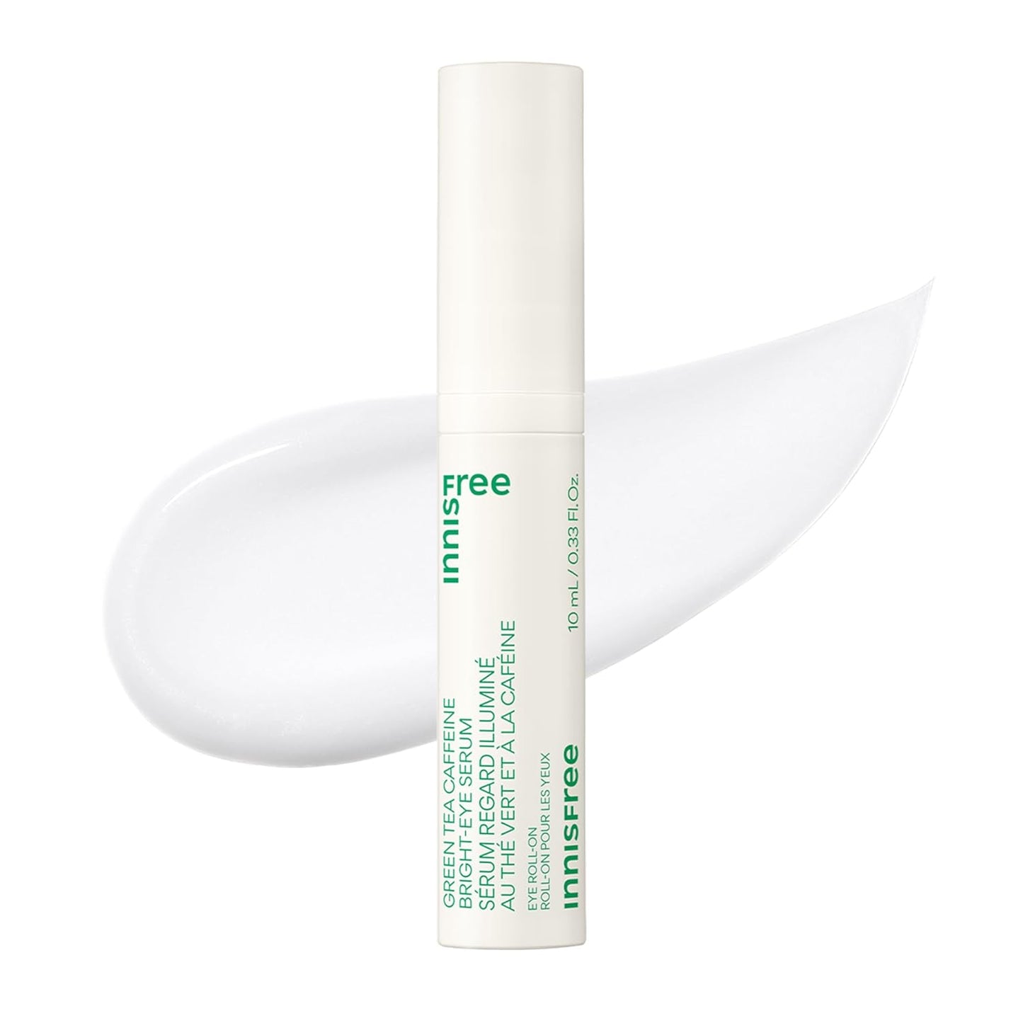 Innisfree Green Tea Caffeine Depuffing Eye Serum with Niacinamide, Cooling Korean Eye Roll-On for Hydration and Brightening