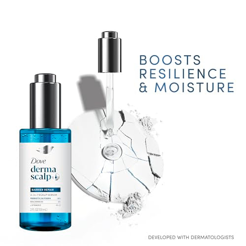 Dove Derma Scalp Dandruff Relief 3-in-1 Barrier Repair Serum 1 ct with Prebiotic Glycerin, Niacinamide and Vitamin E for Dandruff-Prone, Flaky, Dry Scalp 2 oz