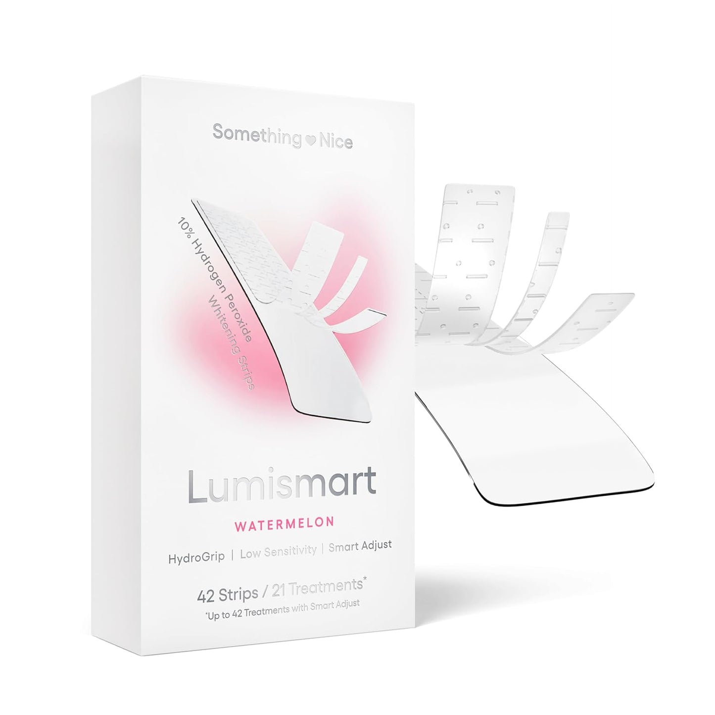 Something Nice Lumismart Whitening Strips - Dentist-Designed, Enamel Safe, up to 42 Treatments with Smart Adjust - Teeth Whitening Strips in Watermelon for Sensitive Teeth