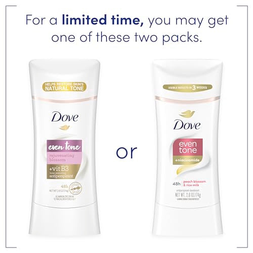 Dove Even Tone Antiperspirant Deodorant Stick Peach Blossom & Rice Milk 3 Count 2.6 oz