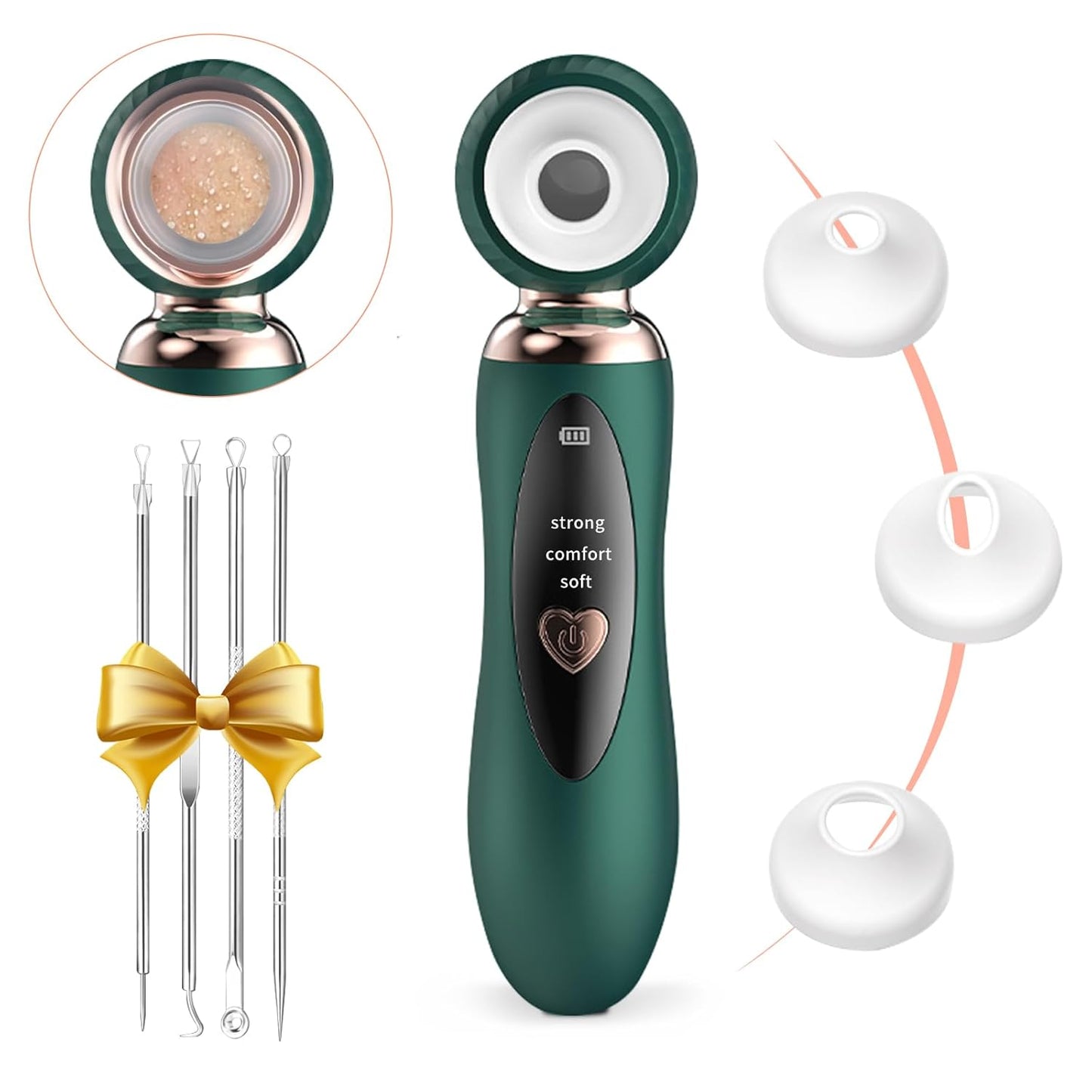 2025 Blackhead Remover Pore Vacuum, Visual Rechargeable Blackhead Vacuum Facial Pore Cleaner-3 Suction Soft Silicone,3 Probes,USB Kit Electric Acne Extractor Tool for Adult