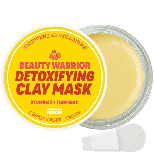 Handmade Heroes Vitamin C Turmeric Clay Mask – Facial Treatment Mask for Brightening Dark Spots, Detoxifying & Radiance – Deep Pore Cleansing for Dull, Uneven Skin
