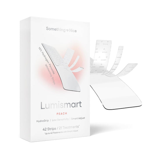 Something Nice Lumismart Whitening Strips - Dentist-Designed, Enamel Safe, up to 42 Treatments with Smart Adjust - Teeth Whitening Strips in Peach for Sensitive Teeth