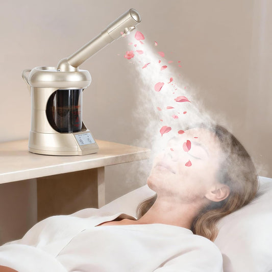 Facial Steamer Professional with More Steam for Deep Cleansing and Hydration, Face Steamer Featuring extendable arm, Steamer for Facial for Beauty, Spa and Home Use, Champagne Gold