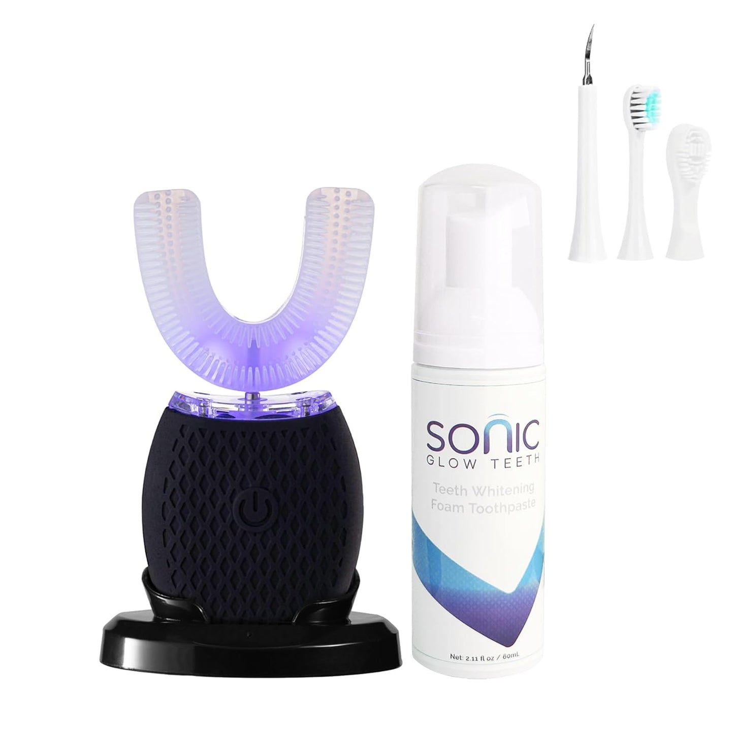 Ultrasonic Toothbrush for Adults - Automatic Electric Toothbrush Rechargeable Portable 30'' Automatic Timer Wireless Charging Washable Travel Home Dual-use (Black)