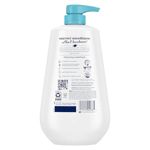 Dove Body Wash with Pump Gentle Exfoliate with Sea Minerals For 24hr Lotion-Soft Skin Moisturizing Skin Cleanser with No Sulfates No Parabens 30.6 oz